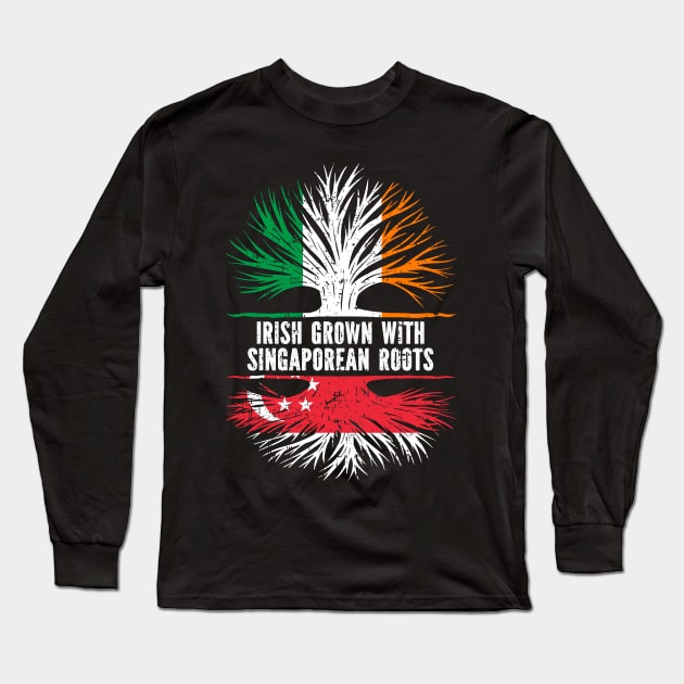 Irish Grown With Singaporean Roots Ireland Flag Long Sleeve T-Shirt by silvercoin